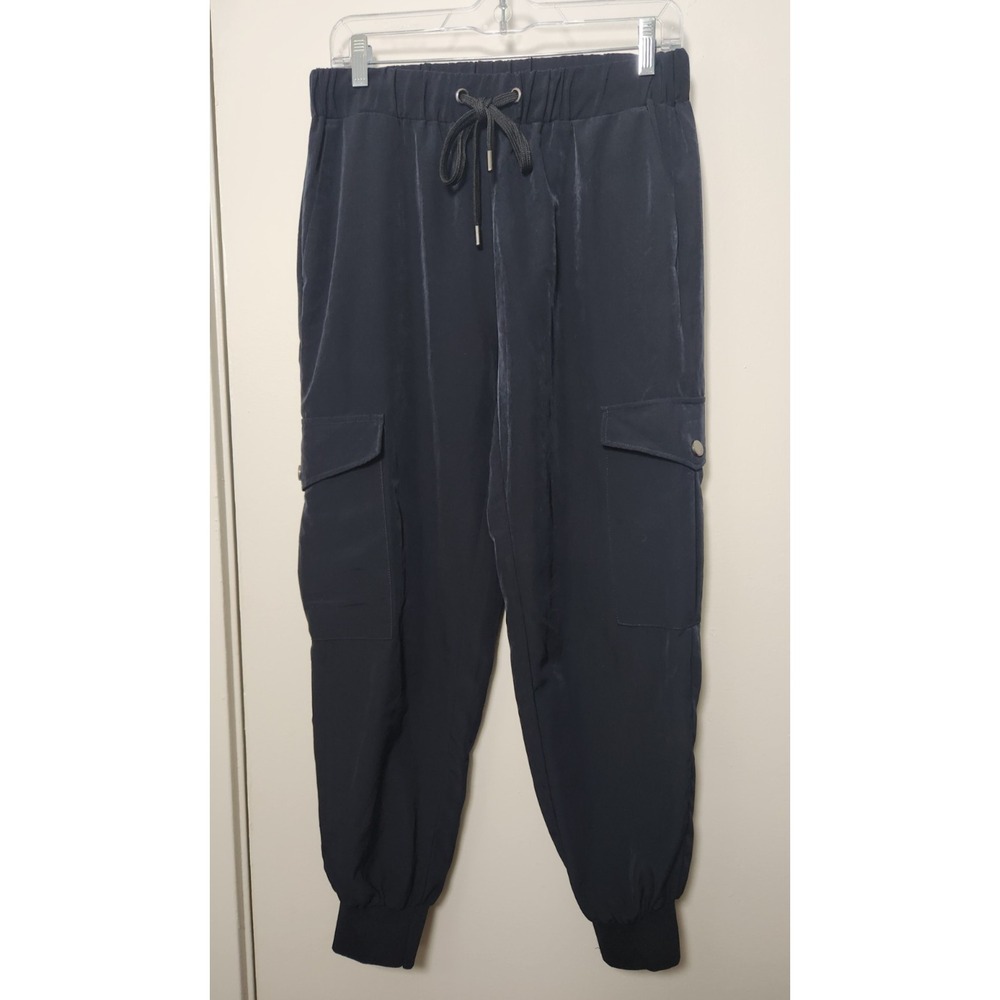 Zara Cargo Jogger Pockets Drawstring Elastic Waist Size Medium Black Lightweight